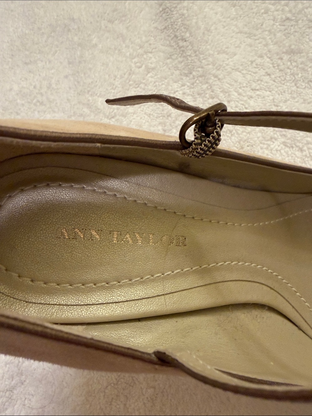 Ann Taylor Taupe Suede Pointed Mary Jane Heels - Picture 2 of 4